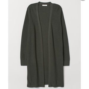 H&M green knit long cardigan NWT